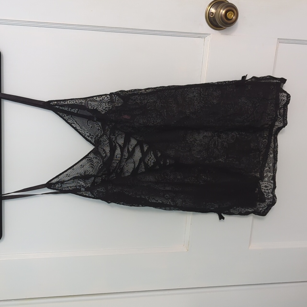 Victoria's Secret Sz M Lace Babydoll Sexy Black Lingerie Nighty